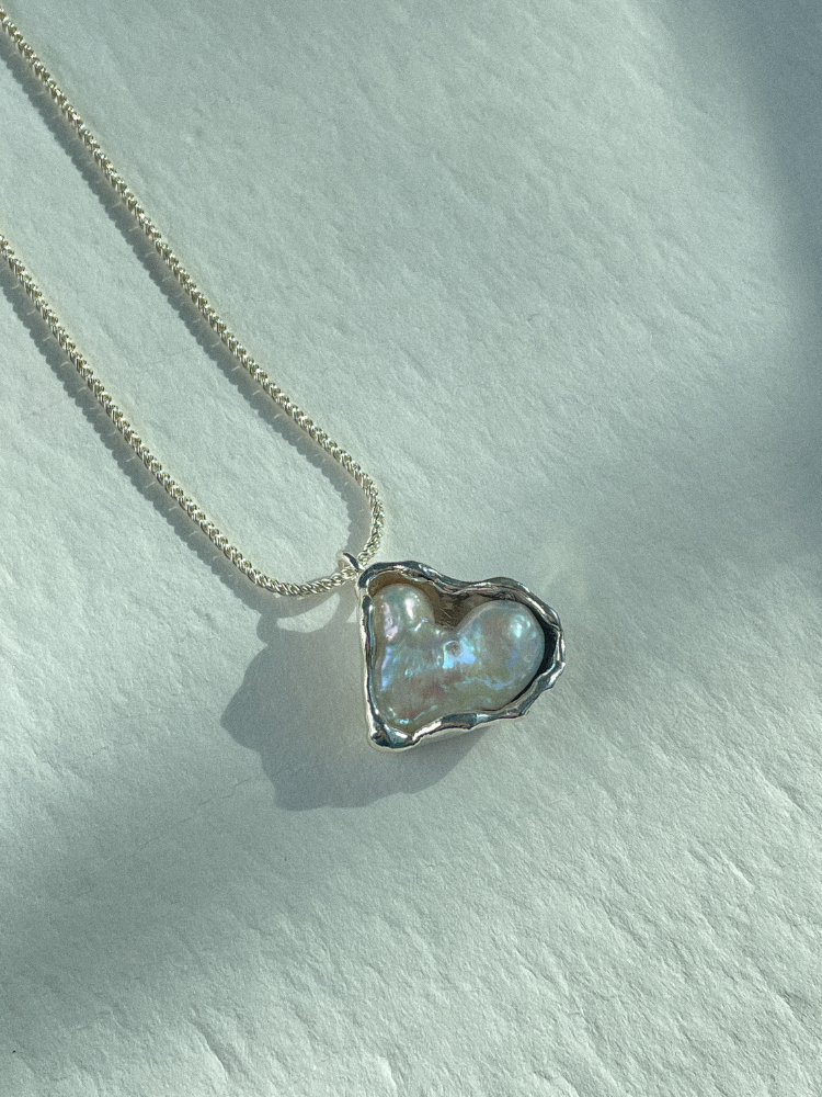 012 Heart Pearl Necklace, detail shot